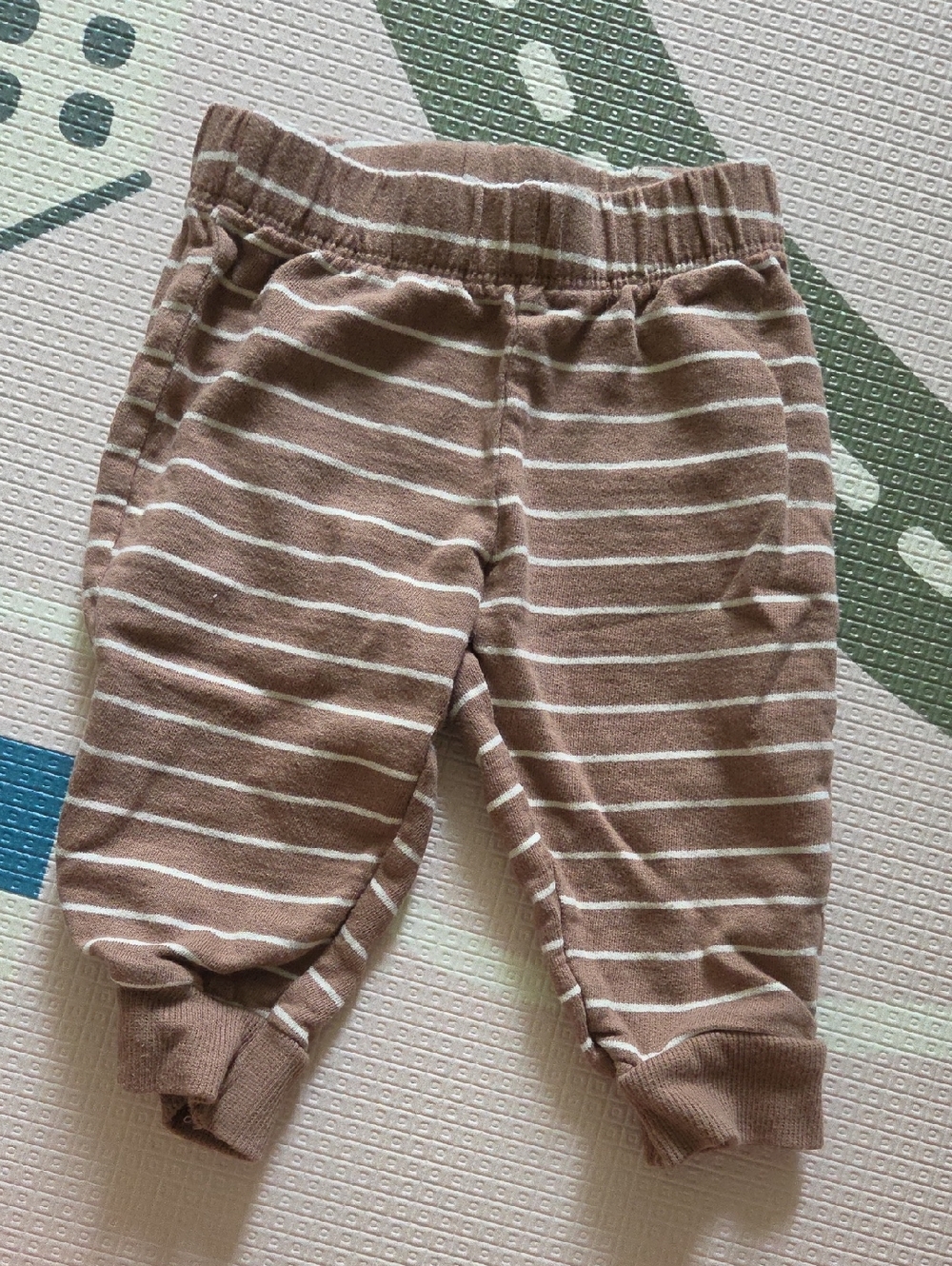 💙 6M Striped Brown Baby Jogger Pants - Kids Bottoms